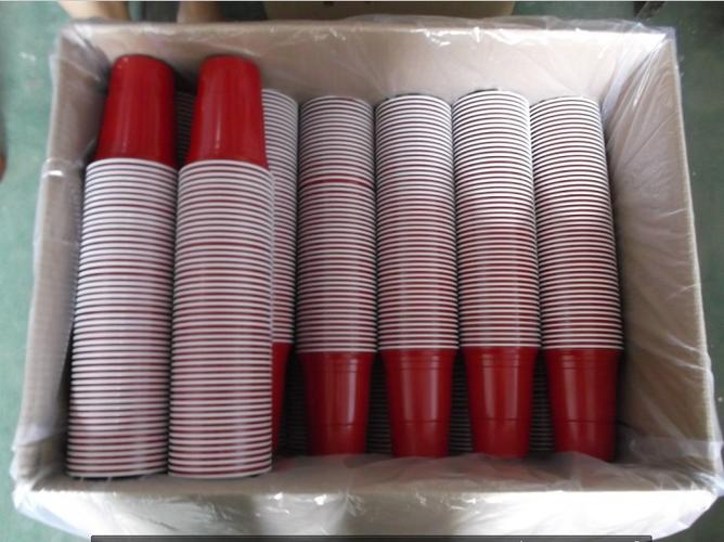 工厂销售 一次性塑料杯450ml 一次性塑料红杯450ml pp红色螺纹杯